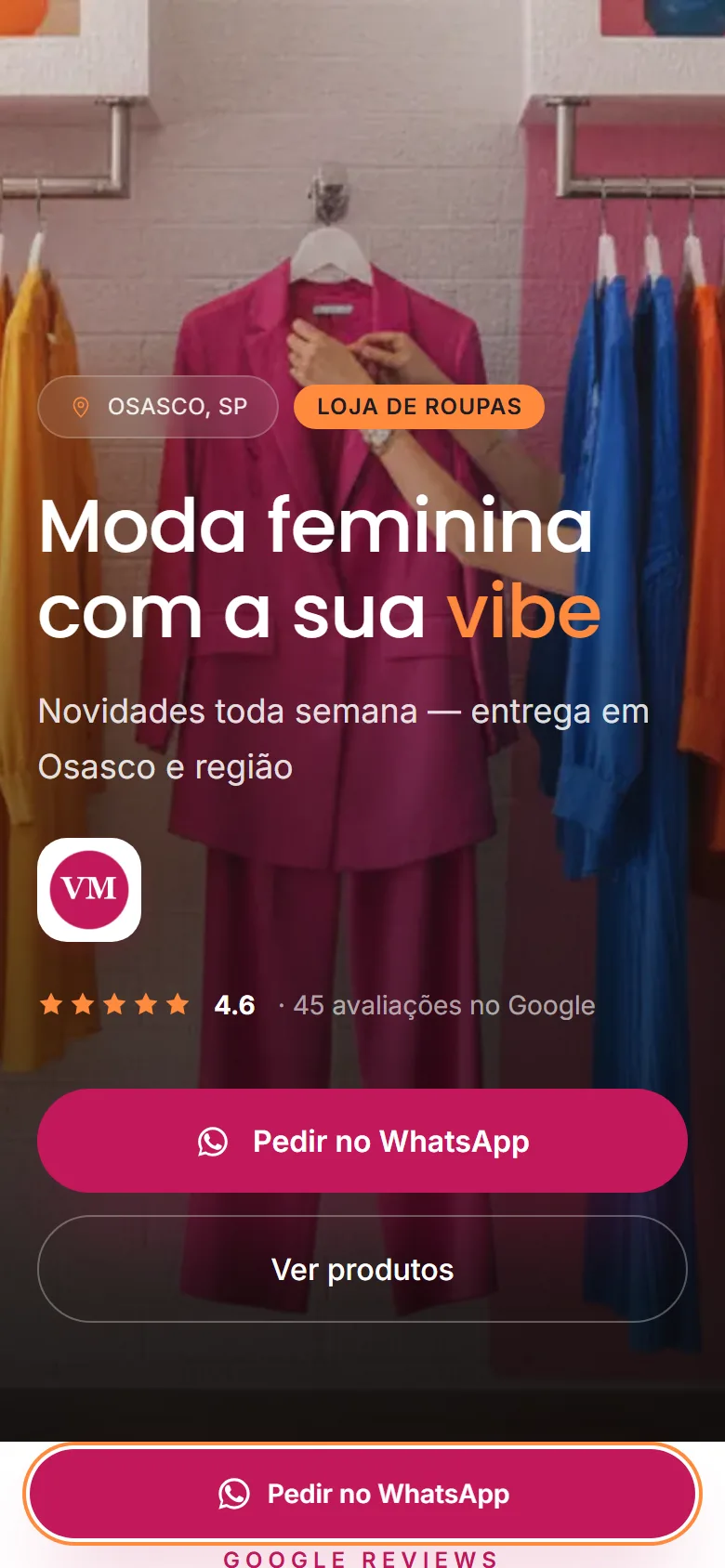 Demonstração funcional de site para loja de roupas — Vibe Modas